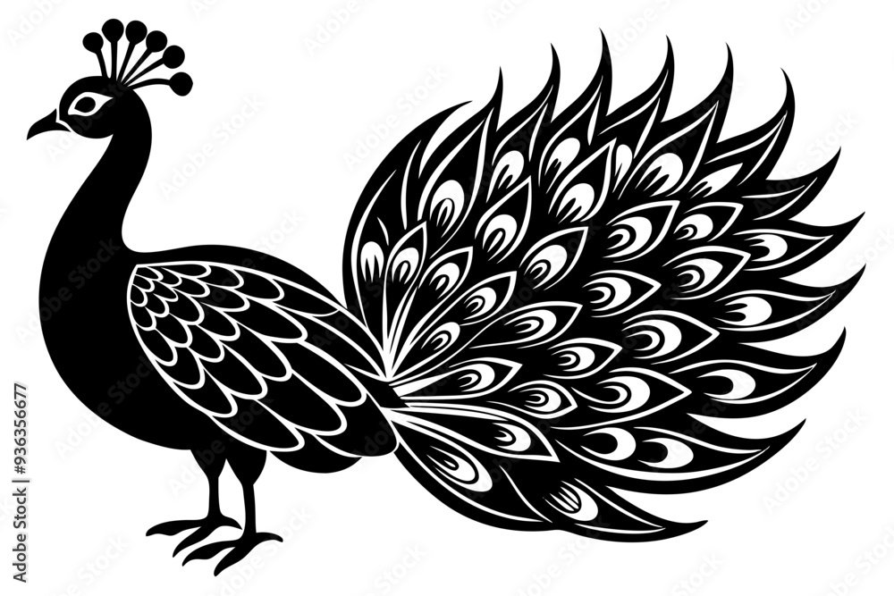 Fototapeta premium Peacock bird vector silhouette, Peacock bird icon vector illustration