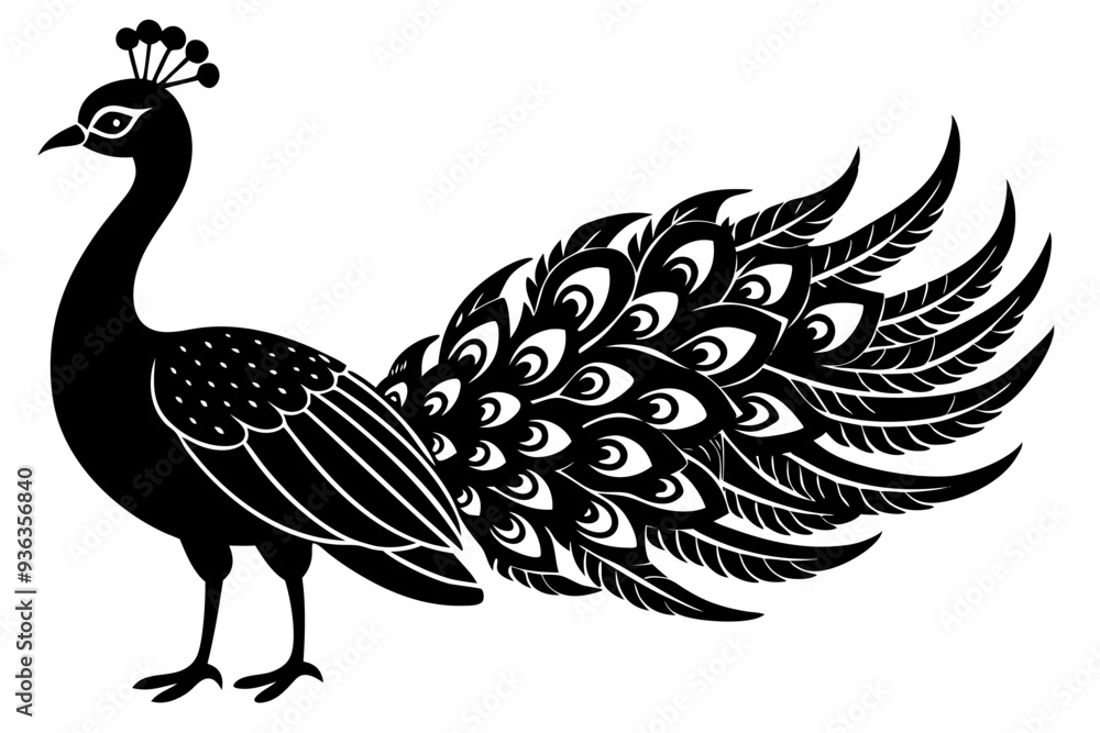 Fototapeta premium Peacock bird vector silhouette, Peacock bird icon vector illustration
