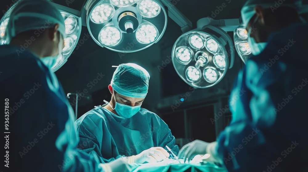 Intense Focus: Surgeons Performing a Critical Operation in a State-of-the-Art Surgical Suite Intense Focus: Surgeons Performing a Critical Operation in a State-of-the-Art Surgical Suite