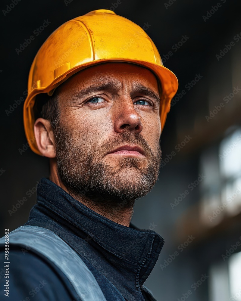 Close-up of a manager s serious expression during a safety briefing, manager, development, safety, communication, leadership Close-up of a manager s serious expression during a safety briefing, manager, development, safety, communication, leadership