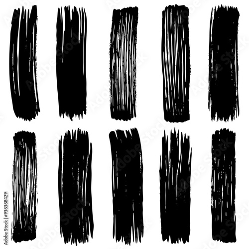 A visually striking set of black brush strokes displayed on a white background