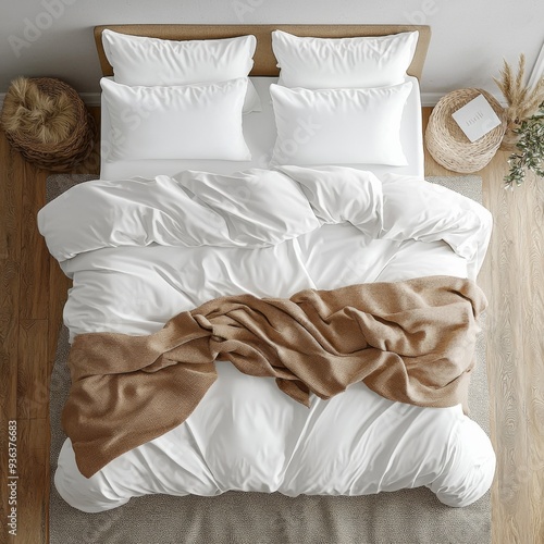 Classic bed with pillow and throw created with generated ai