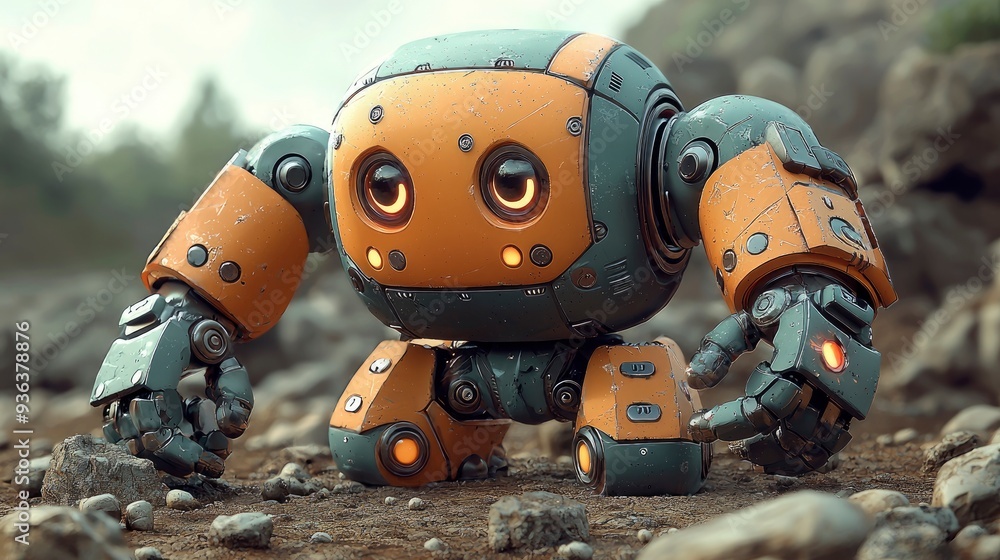 Cute Robot Exploring a Rocky Cute Robot Exploring a Rocky