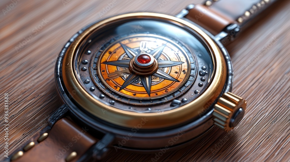 Fototapeta premium Steampunk Compass Watch on