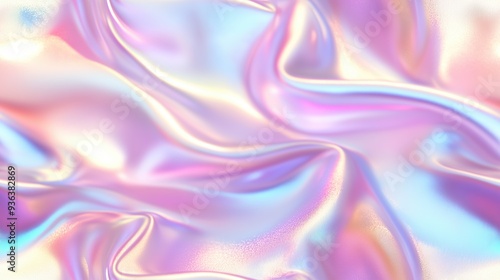 Wallpaper Mural A close-up of a silky, iridescent fabric with soft folds and a blend of pastel colors, including pink, blue, and lavender, creating a dreamy and ethereal effect pearlescent background. Torontodigital.ca