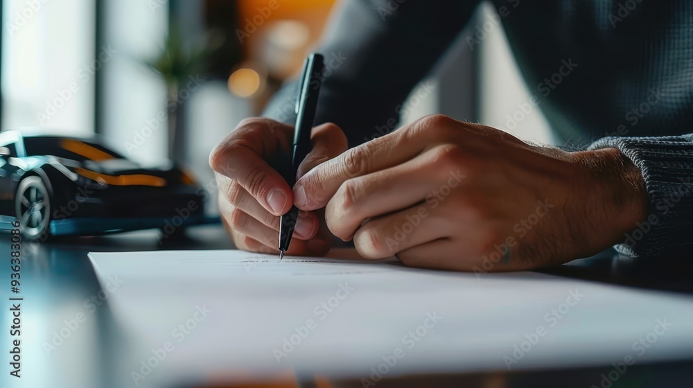 The hands signing contract