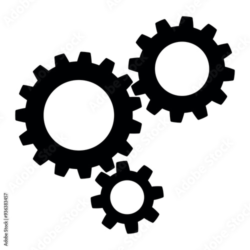 Gear wheel icon. Customisation of a gear wheel. Three gears isolated on white background. Gear wheel sign concept.