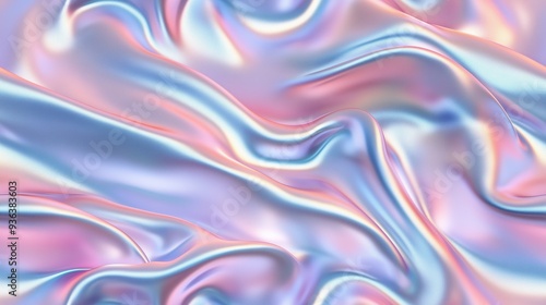 Wallpaper Mural A smooth, flowing fabric texture with iridescent pastel colors, featuring soft waves and folds that create a sense of depth and elegance pearlescent background. Torontodigital.ca