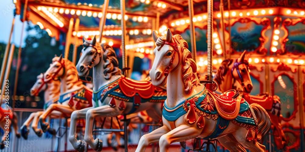 Fototapeta premium Children's carousels amusement park