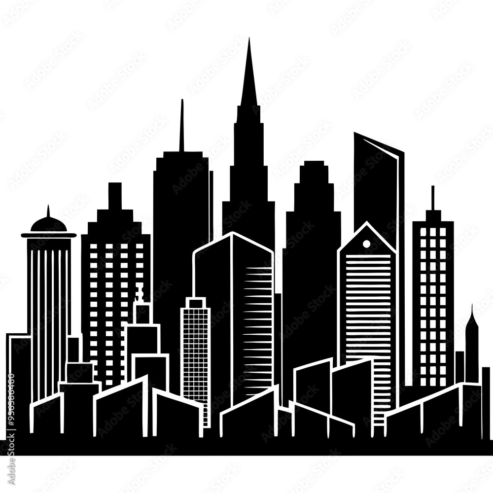 Naklejka premium silhouette city building