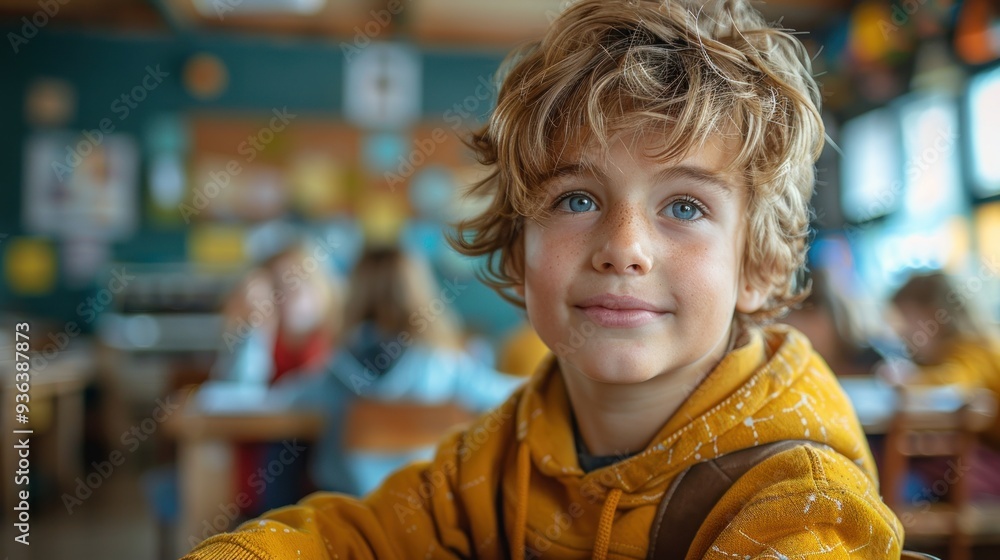 boys sitting at his desk in a classroom. boys sitting at his desk in a classroom.