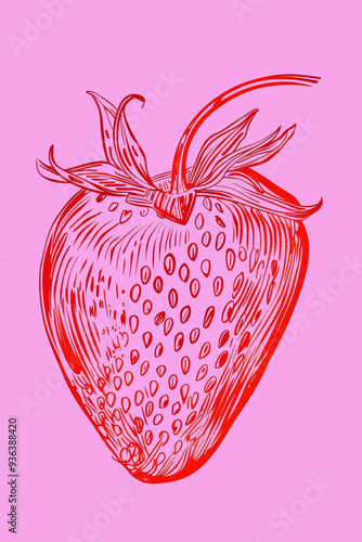 Wallpaper Mural Strawberry Confectionary,  Hand Drawn Confectionery Berry Sketch Sillhouette with. Vintage Luxury Emblem Torontodigital.ca