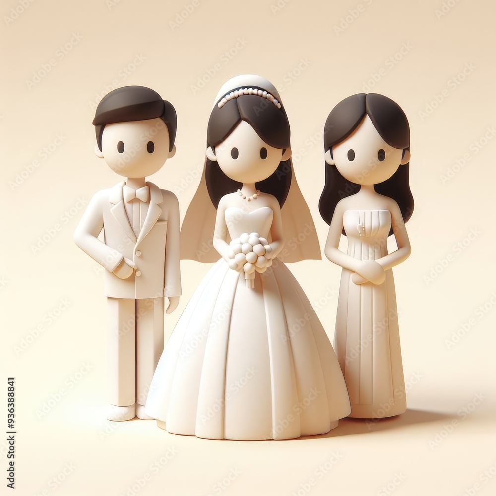 The groom and his party at the wedding. 3D cartoon pastel illustration for wedding banner, card, invitation design. The groom and his party at the wedding. 3D cartoon pastel illustration for wedding banner, card, invitation design.