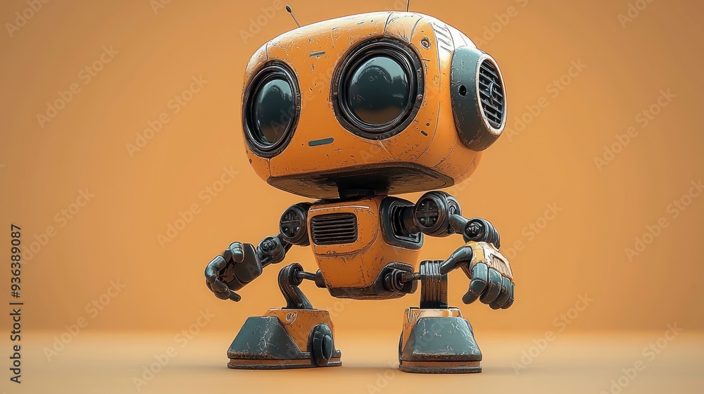 Friendly Yellow Robot With Friendly Yellow Robot With
