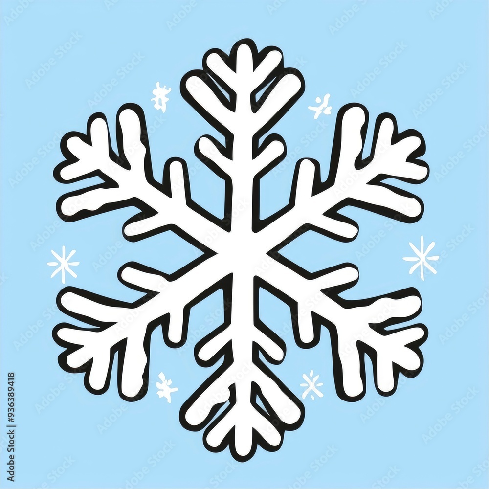 Cartoon Snowflake on a Blue Cartoon Snowflake on a Blue