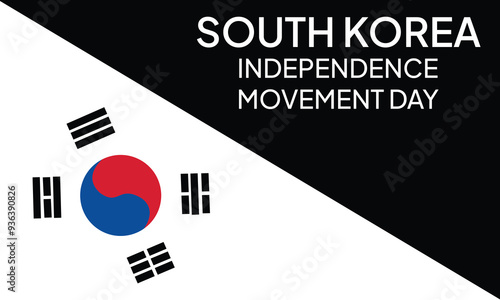 South Korea independence movement day greeting card, banner with template text vector illustration. Korean memorial holiday 15th of August design element with yin and yang sign