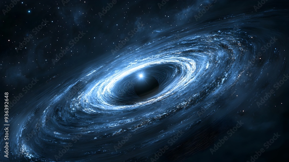 Fototapeta premium Powerful Black Hole Pulling in a Nearby Star with Light Bending Around Its Cosmic Edge