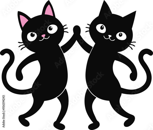 create    cute cat Full Body  vector style silhouette with white background