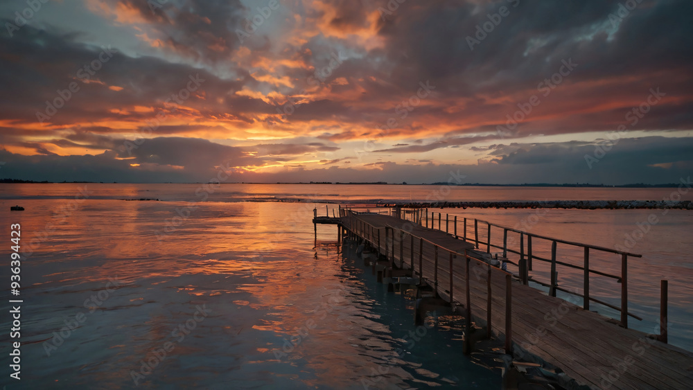 Fototapeta premium dramatic cloudy sky at sun set