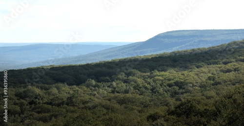 view of shawangunk ridge mountains near catskills in hudson valley upstate new york travel hiking walking biking trails (minnewaska state park views photo photography landscape nature) blue hills sky photo