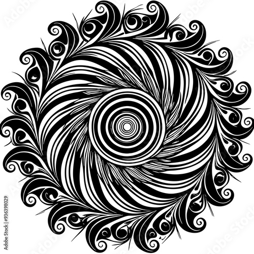 round shape swirl black color white background vector image 