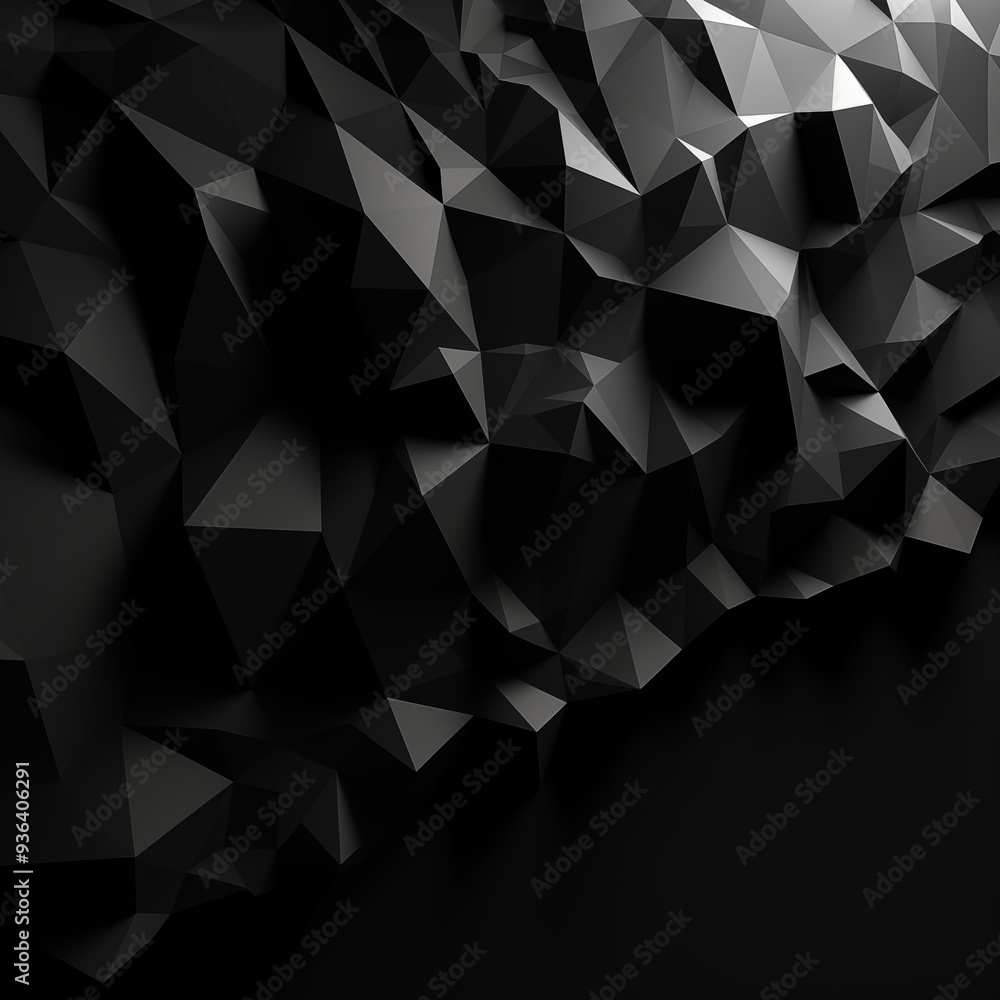 Black low poly background, triangular 3D polygonal abstract background Black low poly background, triangular 3D polygonal abstract background