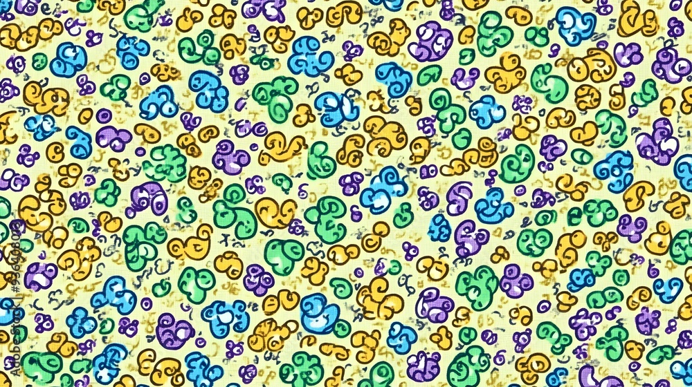 Fototapeta premium Abstract Patterned Background with Dominant Green, Blue, and Yellow Colors