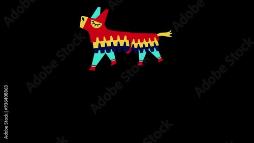 Open Pinata, Stock Overlay 4k Animation Video, 3D Motion Graphics loop Animation, with Chroma key, Alpha Channel, High Resolution, Black and Green Screen Background