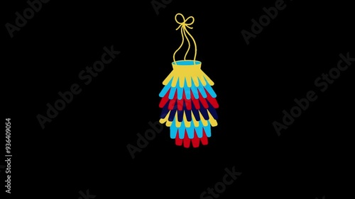 Open Pinata, Stock Overlay 4k Animation Video, 3D Motion Graphics loop Animation, with Chroma key, Alpha Channel, High Resolution, Black and Green Screen Background