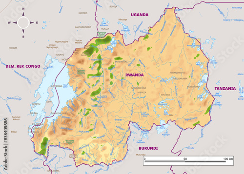 Detailed physical map of Serbia