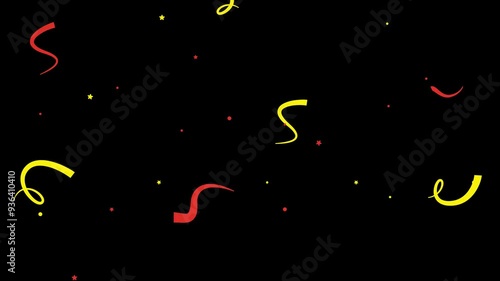 Confetti for Party Celebration, Stock Overlay 4k Animation Video, 3D Motion Graphics loop Animation, with Chroma key, Alpha Channel, High Resolution, Black and Green Screen Background