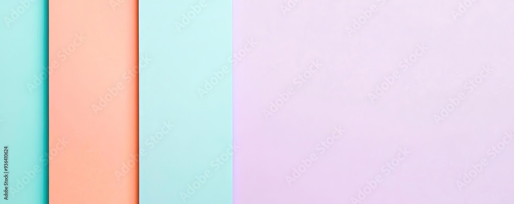Fototapeta premium Soft pastel gradient lilac, sky blue, and peach, pastel background, serene blend
