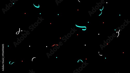 Confetti for Party Celebration, Stock Overlay 4k Animation Video, 3D Motion Graphics loop Animation, with Chroma key, Alpha Channel, High Resolution, Black and Green Screen Background