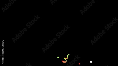 Confetti for Party Celebration, Stock Overlay 4k Animation Video, 3D Motion Graphics loop Animation, with Chroma key, Alpha Channel, High Resolution, Black and Green Screen Background