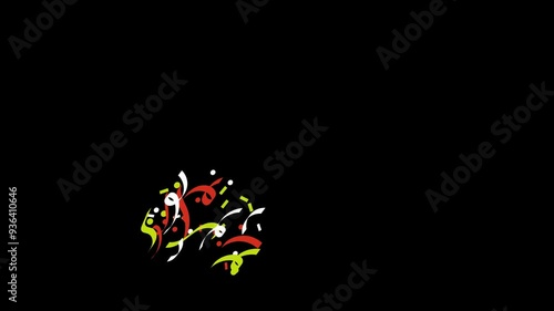 Confetti for Party Celebration, Stock Overlay 4k Animation Video, 3D Motion Graphics loop Animation, with Chroma key, Alpha Channel, High Resolution, Black and Green Screen Background