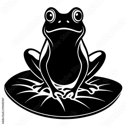 silhouette-of-a-frog-sitting-on-a-lily-pad  vector image 