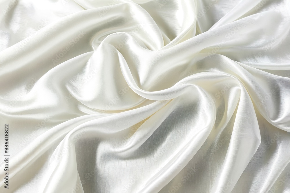 Close-up shot of white satin fabric with intricate texture Close-up shot of white satin fabric with intricate texture