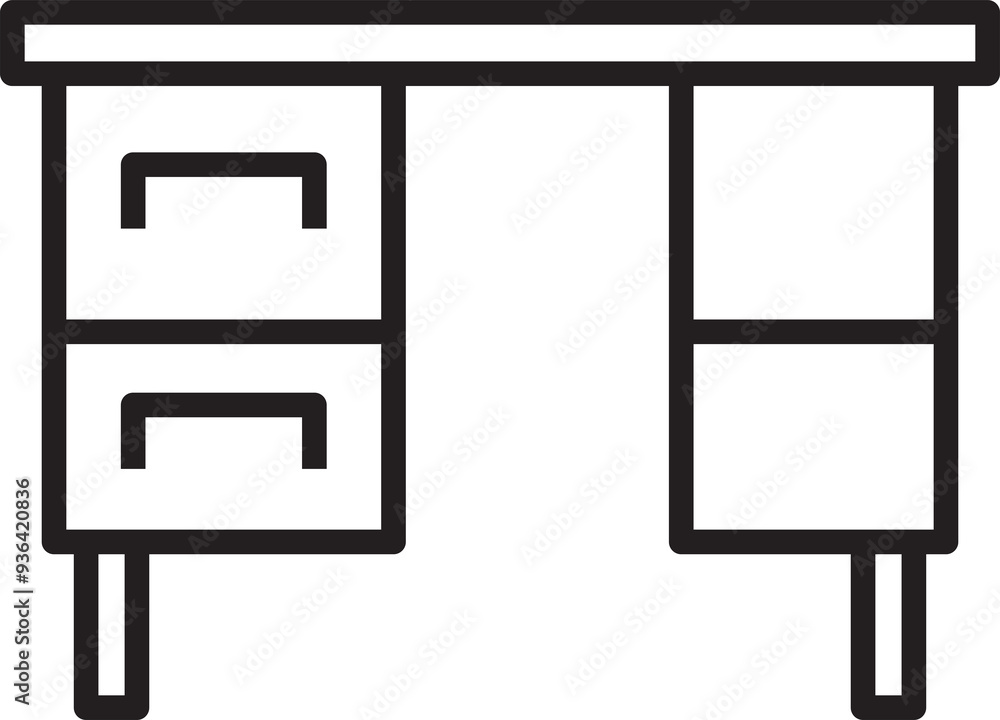 Office Table Line Icon Office Table Line Icon
