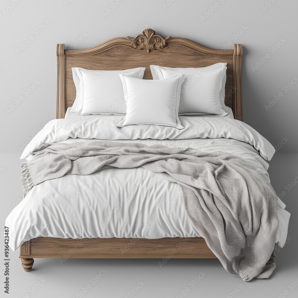 Obraz premium Classic bed with pillow and throw created with generated ai
