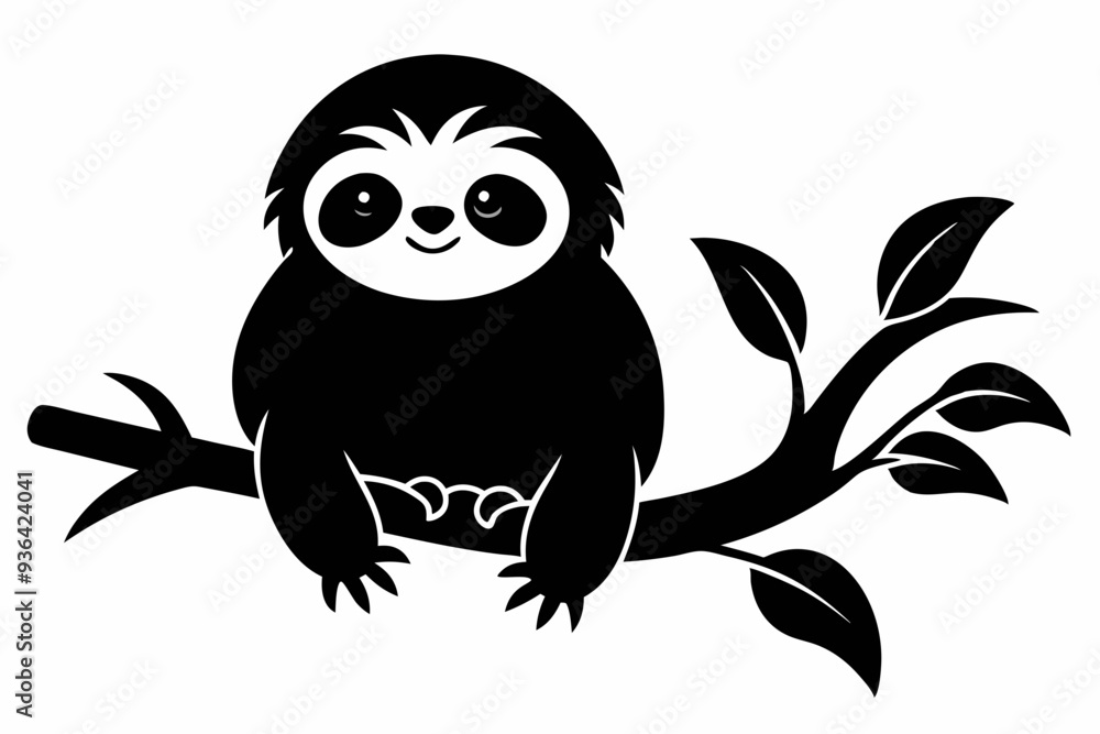 Obraz premium sloth vector silhouette, Sloth sleeping on a tree branch, sloth sleeping, t-shirt design, vector Illustration