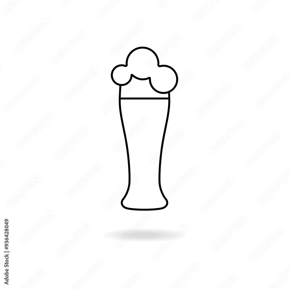Vector line beer glass. Foam beer in a glass. Foam beer pint vector. Clinking outline glasses. Alcoholic drink beer vector. Vector illustration. Vector line beer glass. Foam beer in a glass. Foam beer pint vector. Clinking outline glasses. Alcoholic drink beer vector. Vector illustration.