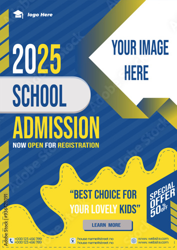 School education admission social media post and web banner template. kid school admission promotion post, education banner design, School admission social media post banner,2025.
