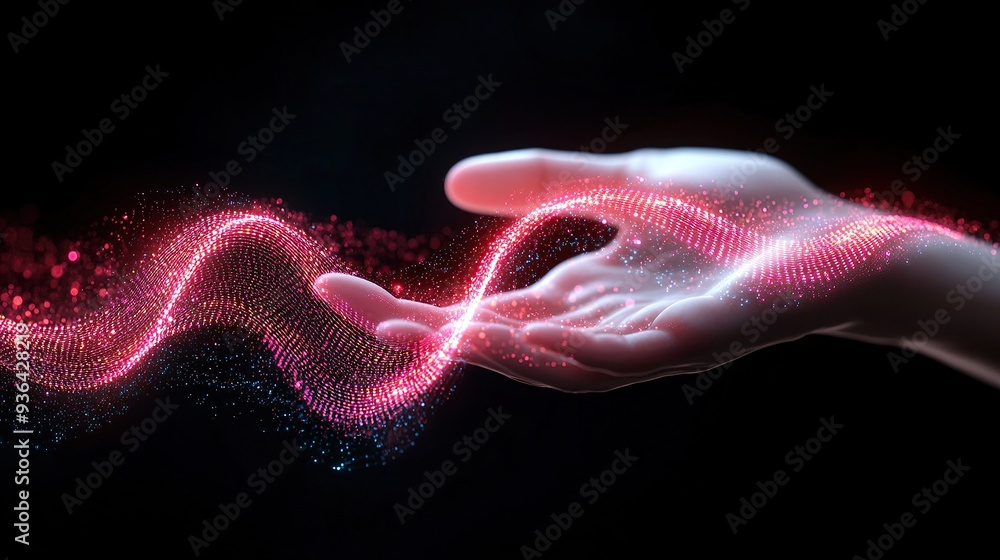 Hand Cradling a Glowing Data Stream