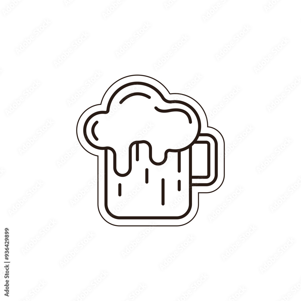 Vector line beer glass. Foam beer in a glass. Foam beer pint vector. Clinking outline glasses. Alcoholic drink beer vector. Vector illustration. Vector line beer glass. Foam beer in a glass. Foam beer pint vector. Clinking outline glasses. Alcoholic drink beer vector. Vector illustration.