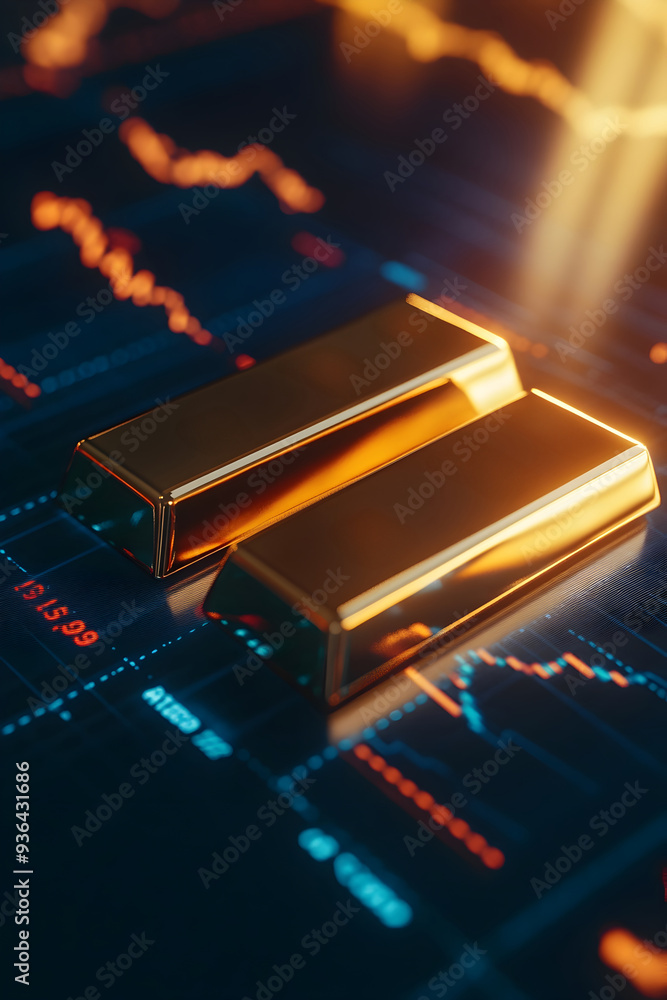 Sophisticated Gold Bars on Modern Trading Chart with Clean Design Sophisticated Gold Bars on Modern Trading Chart with Clean Design
