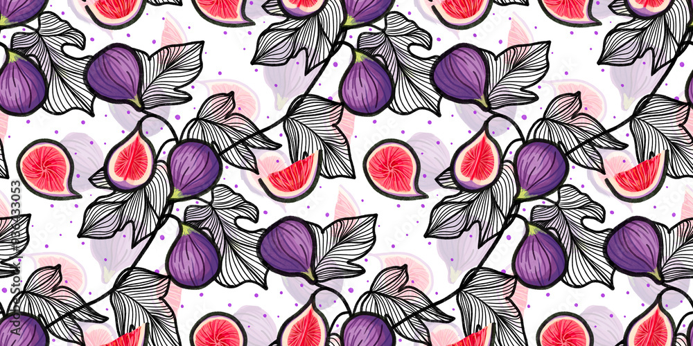 Fig Juicy Fruits Pattern