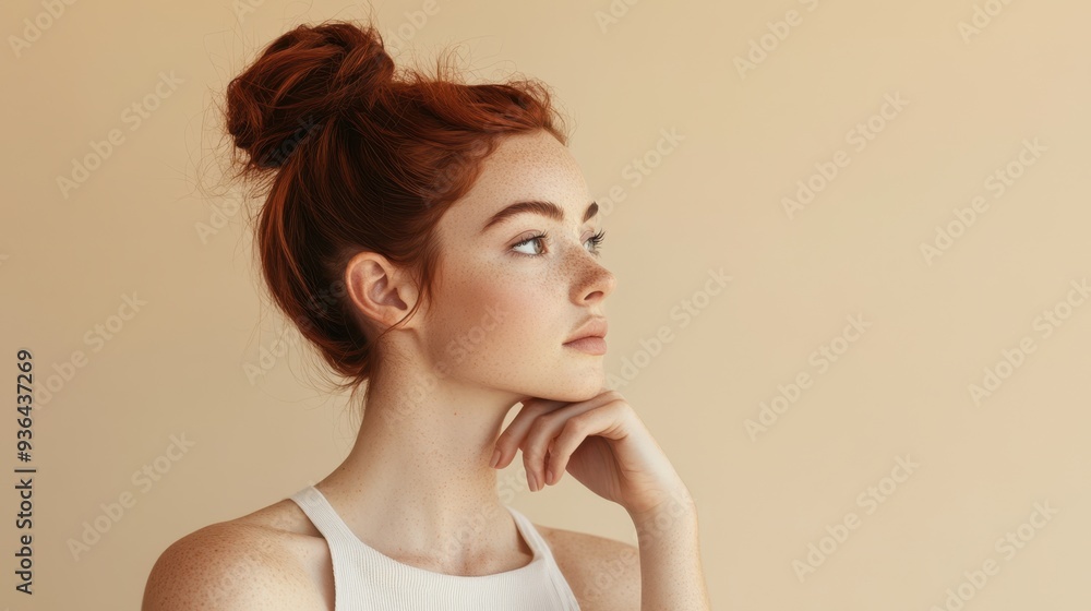 The elegant redhead woman