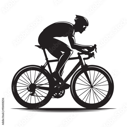 Wallpaper Mural Cycling Theme, Vector Silhouette Of Road Cyclist Vector Silhouetted White Background Torontodigital.ca