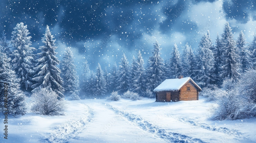 Snowy Cabin in the Forest Snowy Cabin in the Forest