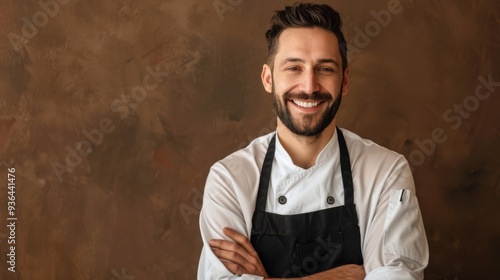 Fototapeta Naklejka Na Ścianę i Meble -  The smiling chef in white